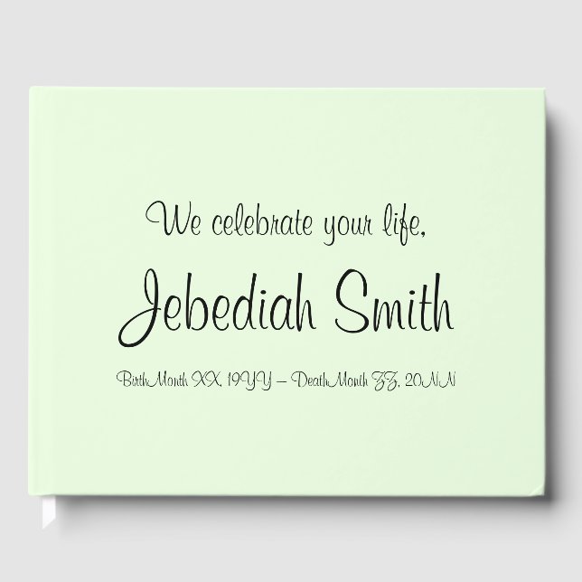 Trauerliches, respektiertes Gästebuch für grüne Er (Vorderseite)