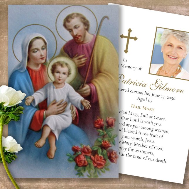 Trauerloss Heiliges Familiengebet Sympathiekarten (catholic, religious, celebration of life, in loving memory of, prayer cards for bereavement)