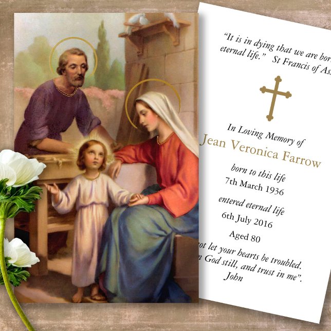Trauerloss Heiliges Familiengebet Sympathiekarten (catholic, religious, celebration of life, in loving memory of, prayer cards for bereavement)