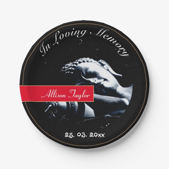 Trauern & Buddha-Segnungen / Gedenken, Beerdigung Pappteller (Vorderseite)