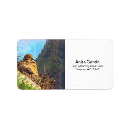 Trauernde Taube mit Baby Saguaro Cactus Nest Adressaufkleber