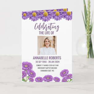 Trauerprogramm - Design mit violetten Gerberas Programm