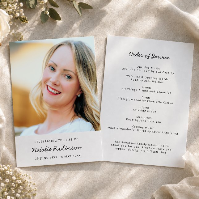 Trauerprogramm | Gedenkfoto-Dienstordnung Programm (Personalized funeral program with photo for memorial services and celebration of life events.)