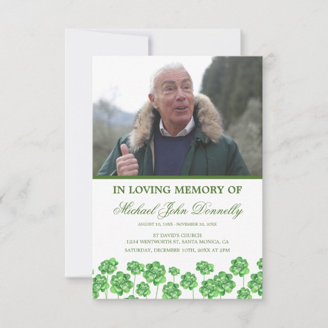 Trauerprogramm Shamrock Funeral-Programm Einladung (Vorderseite)