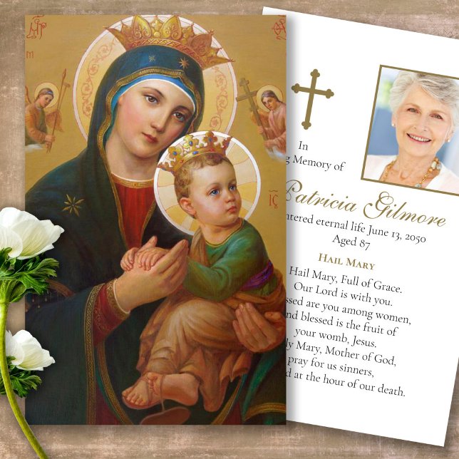 Trauerverlust Perpetuelle Hilfe Gebet Sympathiekar (catholic, religious, celebration of life, in loving memory of, prayer cards for bereavement)