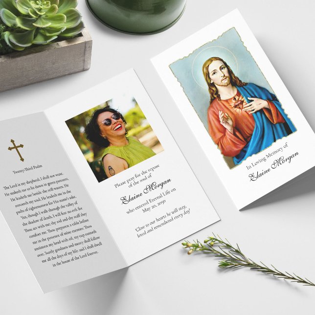 Trauerverlust Sacro Herzgebet Sympathiekarten (catholic, religious, celebration of life, in loving memory of, prayer cards for bereavement)