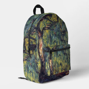 Trauerweide von Claude Monet, Vintage Fine Art Bedruckter Rucksack