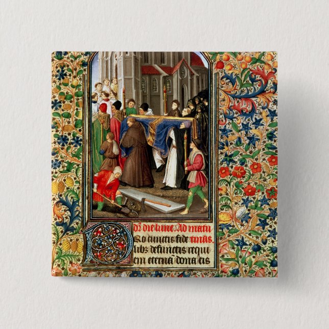 Trauerzug mit Grabgräbern Button (Vorderseite)