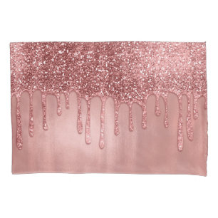 Träufelt in Roségold Glitter Hübsche rosa Tropfen Kissenbezug