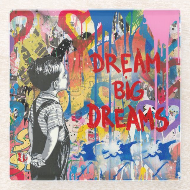 Traum Big Dreams Graffiti Wall Glasuntersetzer (Vorderseite)
