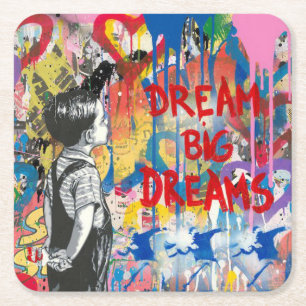 Traum Big Dreams Graffiti Wall Rechteckiger Pappuntersetzer