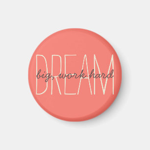 Traum Big Inspirational Coral & Cream Quote Script Magnet