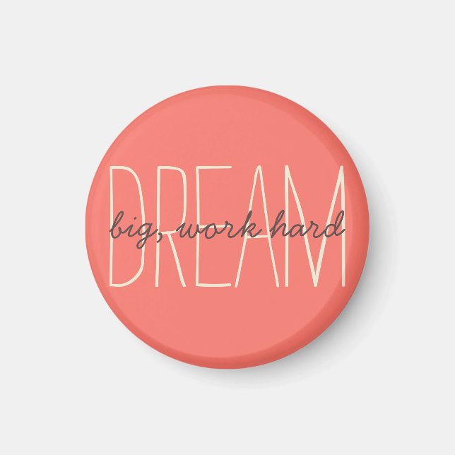 Traum Big Inspirational Coral & Cream Quote Script Magnet (Vorne)