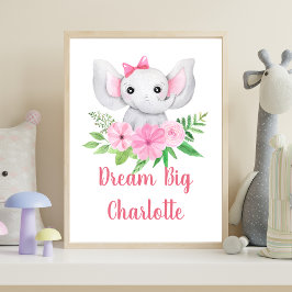 Traum Big Pink Elephant Baby Girl Kinderzimmer Kun Poster