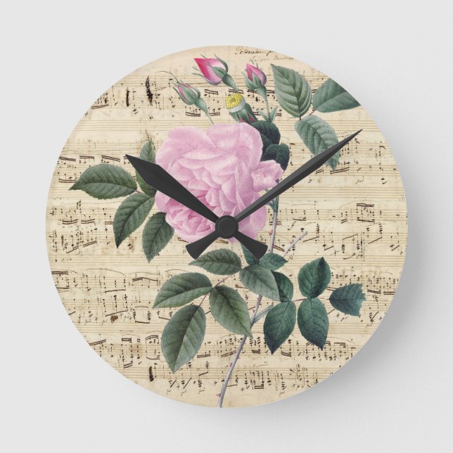 Traum der rosa Rose Runde Wanduhr (Vorderseite)