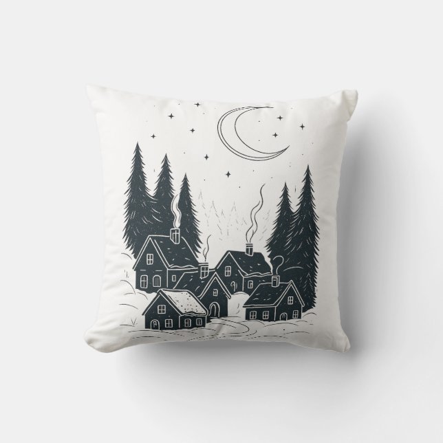 Traum der Weihnachtsnacht - Doppelseitiger Winter Kissen (Vorderseite)