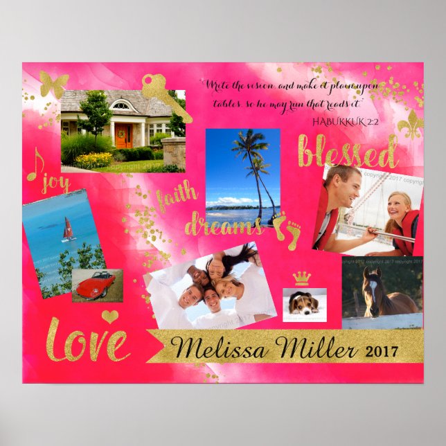 Traum es Live it Vision Board Poster Gold Confetti (Vorne)