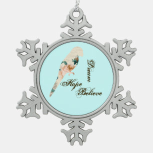 Traum, Hoffnung, Glaube an den Vogel Schneeflocken Zinn-Ornament