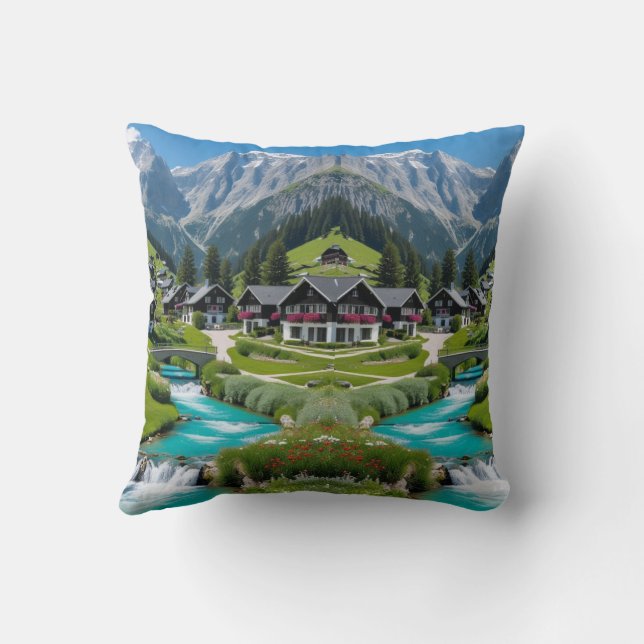 "Traum in den Alpen - Stille trifft Weichheit Kissen (Rückseite)