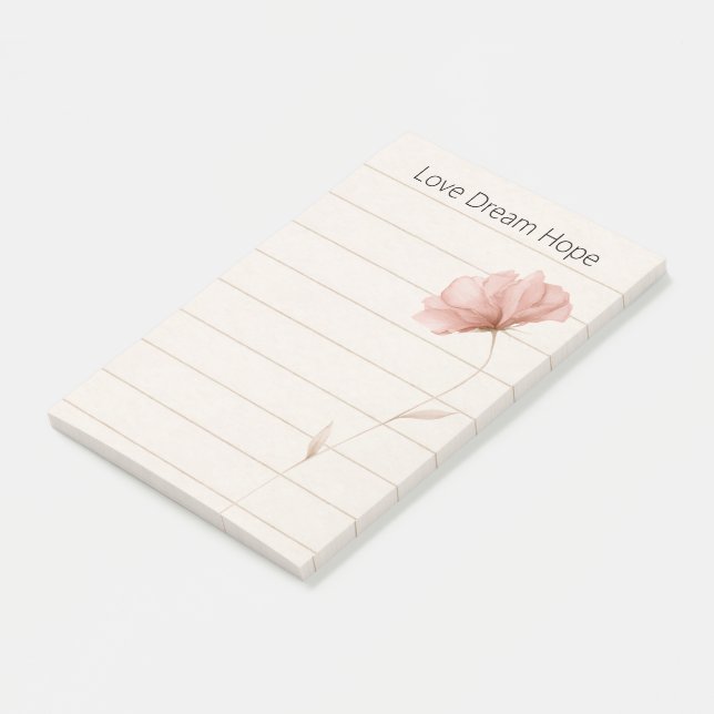 Traum Liebe Hoffnung Noten Rosa Blume Post-it Klebezettel (angewinkelt)