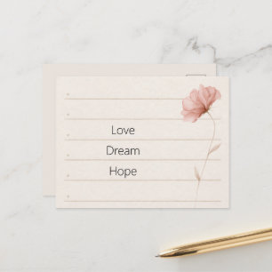 Traum Liebe Hoffnung Noten Rosa Blume Postkarte