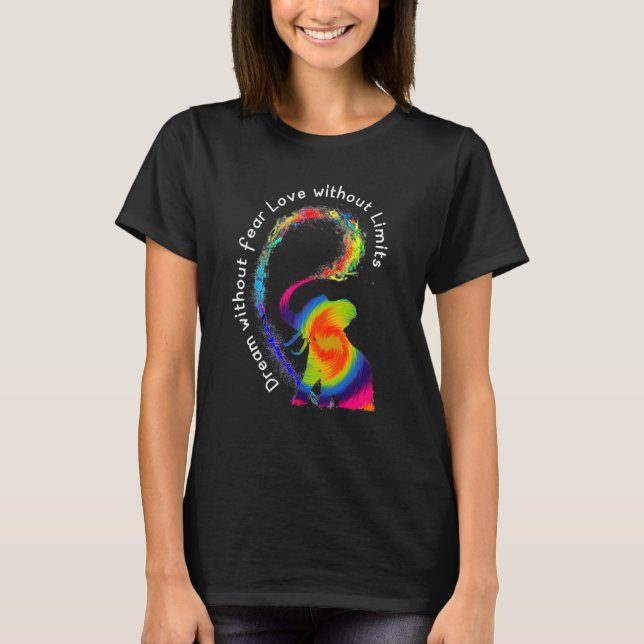 Traum ohne Angst Liebe Elephant LGBT Pride Krawatt T-Shirt (Vorderseite)