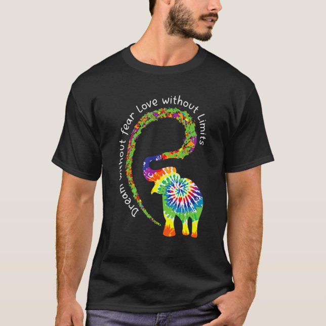 Traum ohne Angst Liebe Elephant LGBT Pride Krawatt T-Shirt (Vorderseite)