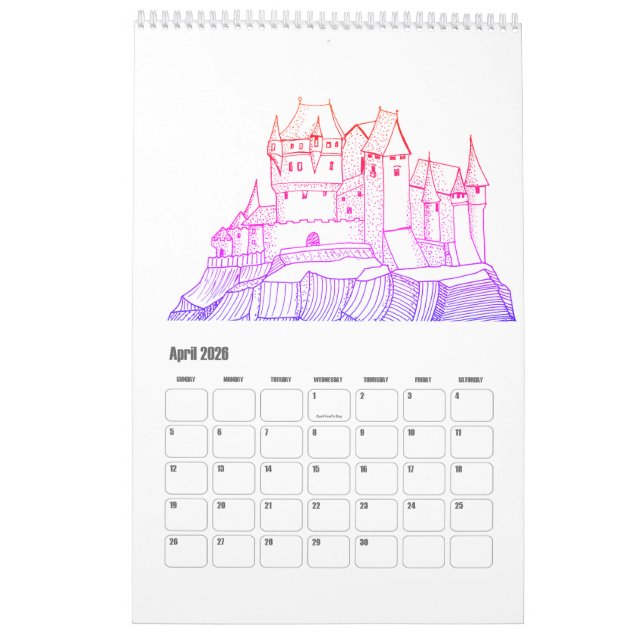 Traum und Reisen durch Städte Kalender (Apr 2026)