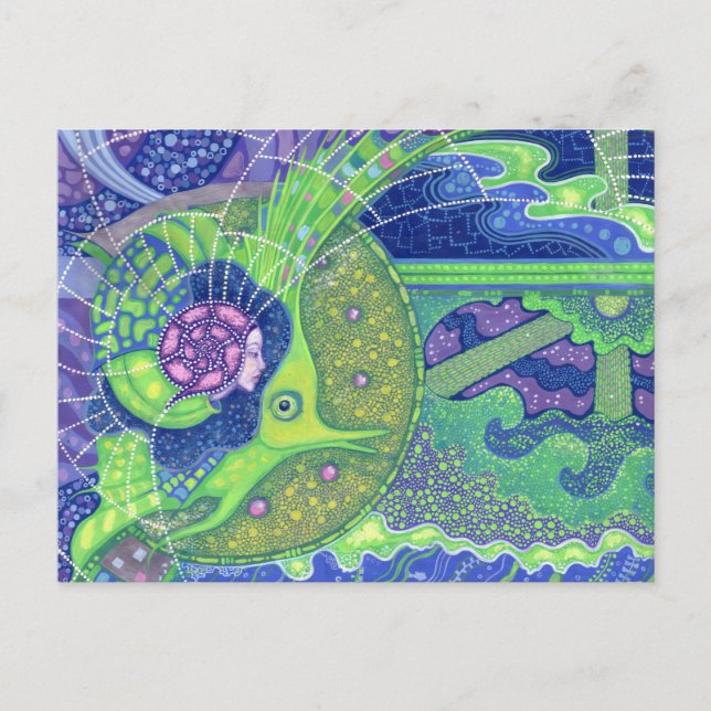 Traum vom Vollmond, Surrealismus, Fantasie der Mee Postkarte (Vorderseite)