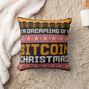 Träum von einem BITCOIN-WEIHNACHTEN Faux-Strickmus Kissen