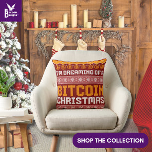Träum von einem BITCOIN-WEIHNACHTEN Faux-Strickmus Kissen