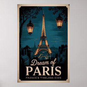 Traum von Paris - Vintages Poster des Eiffelturms