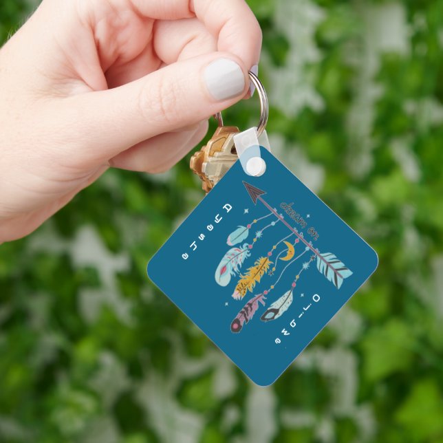 Träum weiter Boho-Stammes-Name/Eingeborener-Stamm Schlüsselanhänger (Hand)