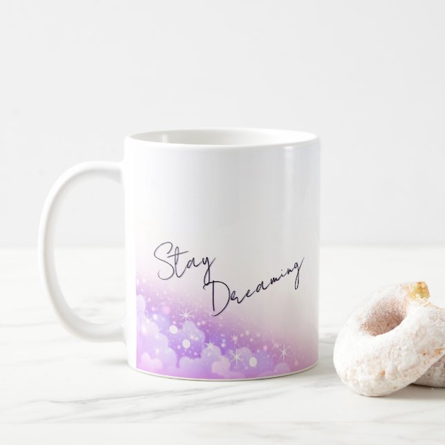 "Träum weiter" Inspirierende Kaffeetasse (Mit Donut)