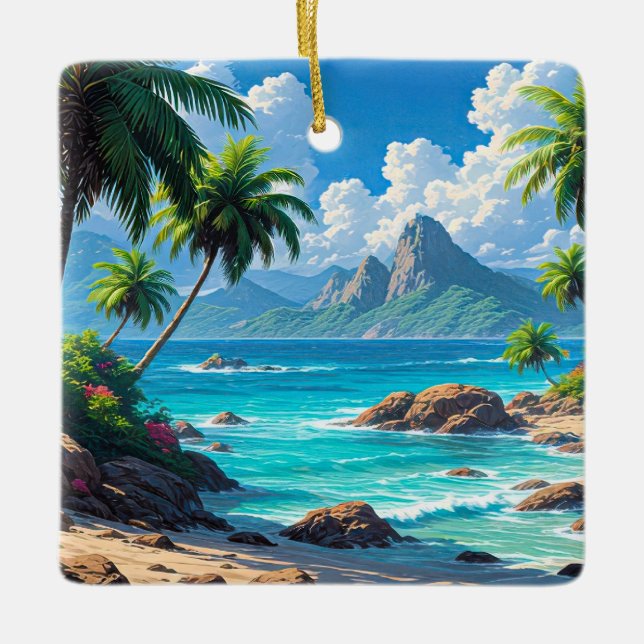 Träum weiter, tropisches Paradies, Keramikornament (Vorderseite)