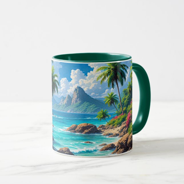 Träum weiter, tropisches Paradies, Tasse (VorderseiteRechts)