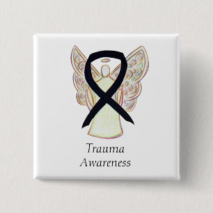 Trauma Awareness Black Ribbon Custom Button Button
