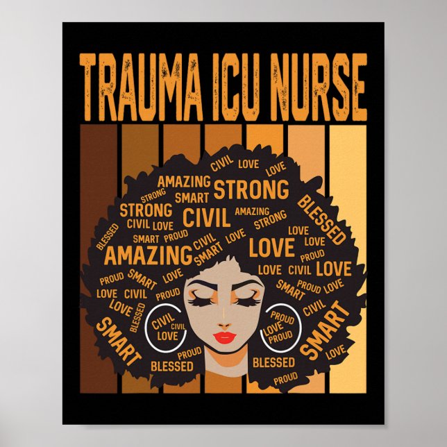 Trauma Icu Nurse Powerful Black History Month Blac Poster (Vorne)