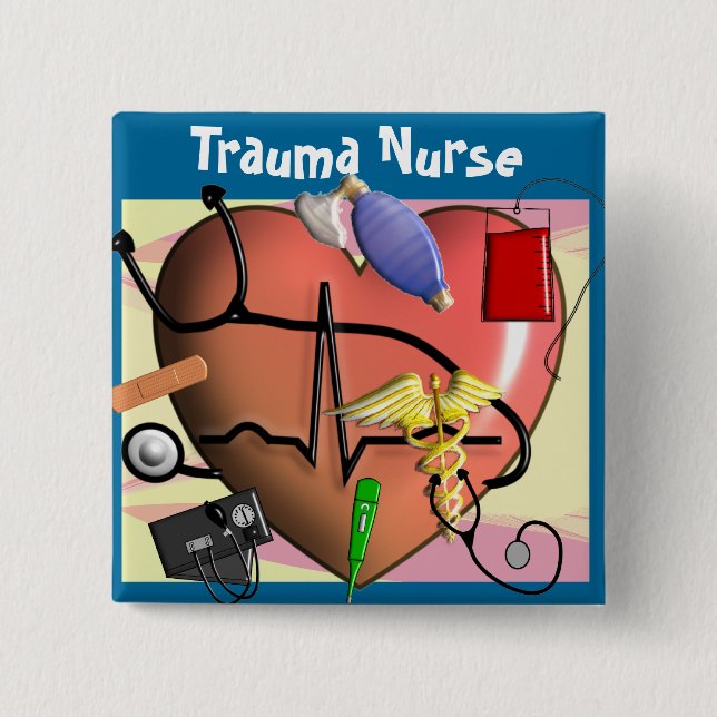 Trauma-Krankenschwester-Kunst-Geschenke Button (Vorderseite)