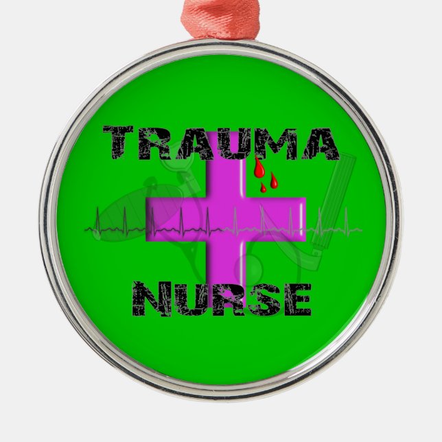 Trauma-Krankenschwester-Weihnachtsbaum-Verzierung Silbernes Ornament (Vorne)