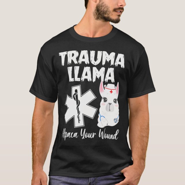 Trauma Llama Alpaca Ihr wundliches Funny T-Shirt (Vorderseite)