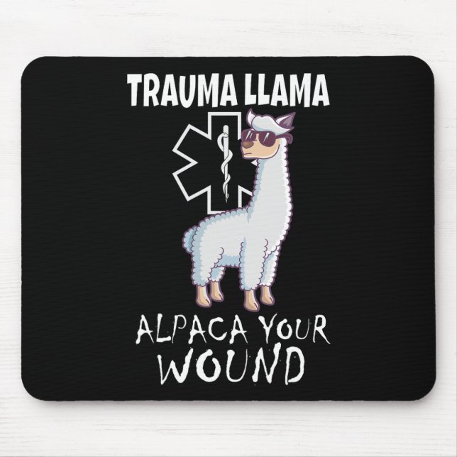 Trauma Llama Emt Design Medic Ems Alpaca Ihr Wunsc Mousepad (Vorne)