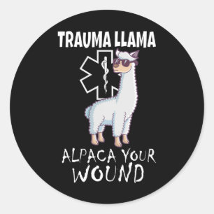 Trauma Llama Emt Design Medic Ems Alpaca Ihr Wunsc Runder Aufkleber