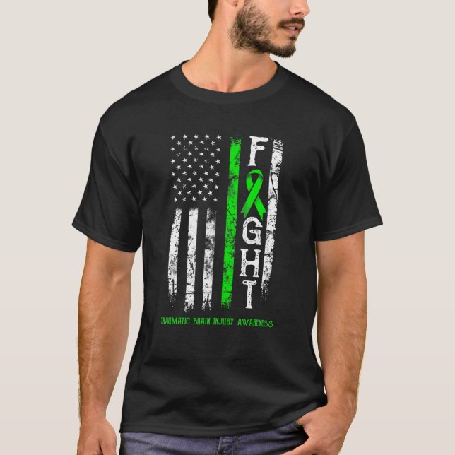 Traumatic Brain Injury Warrior US Flag T-Shirt (Vorderseite)