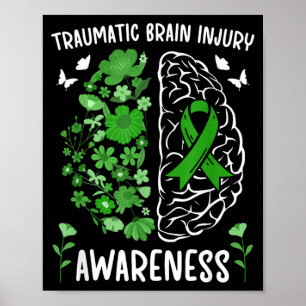 Traumatische Hirnverletzung Bewusstseinsblumen TBI Poster