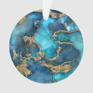 Traumblau Aquamarin und Gold Ornament