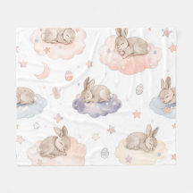 Träumchen-Hasen-Wolken-Babydecke | Schlafender Has