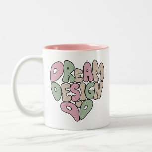 Traumdesign macht Handschrift Typografie Zweifarbige Tasse