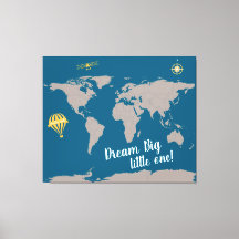 Träume Big Little One! World Map Kinderzimmer Art
