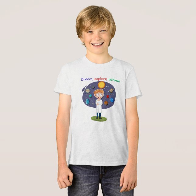 Träume, Erforschen, verwirklichen Tri-Blend Shirt (Vorderseite voll)